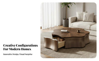 2 Pieces Minimalist design nimbus and leaf Table set Asymmetrical Shape cumulusShaped Accent Table set Storage Drawer Nesting Tables Rounded Corners for Design aficionados, Families with Children, Living Room, Lounge Area, Small Spaces, Bedroom