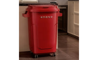 Lidded Trash Can with Wheels Plastic Trash Can with Lid Upright Wastebasket Long-Lasting for Kitchen, Home