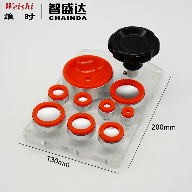 Universal Watch Case Opener with 9 Rubber Suction Cups and Wooden Handle