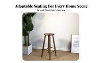 Japanese Design Backless Round Top Stool Minimalist Design Bar Chair Solid Construction Household Furniture Built-in Footrest for Homeowners, Adults, Kitchen Island, Dining Room, Cafe, Restaurant