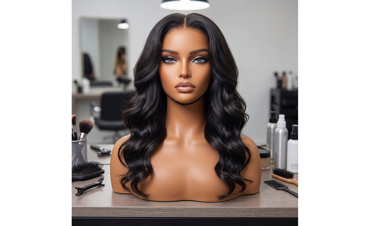Female Mannequin Head Realistic Mannequin Head with Shoulders Tan Hairpiece Stand Stand for Jewelers, Cosplayers, Salons, Storefronts, Photo Shoots