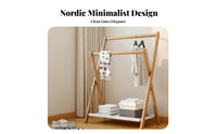 complimentarystanding Design angular-frame Clothes Rack with Shelf Multi-Functional Clothing Organizer Space-Saving Garment Stand Side pegs for Apartment Dwellers, Students, property owners, Balcony, Entryway, Dorm Room, full-length Closet
