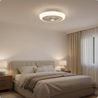 Quiet Flush Mount Fan Light Modern Minimalist Fan Ceiling Lamp Quiet Operation Fandelier Reversible Engine for Bedroom, Dining Room