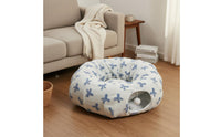 S-Shaped Cat Tunnel 2-in-1 Design Cat Tunnel Bed Christmas Themed for Kittens, Small Pets