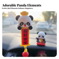 Good Fortune Symbol Chinese New Year Car Charm Easy to Hang Cartoon Panda Car Ornament for Drivers, Women, Office, Christmas Tree