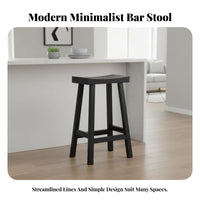 Wabi-Sabi Aesthetic Backless Wooden High Stool Sturdy Construction Wooden Saddle Seat Stool Stable Frame Counter Height Chair Built-in Footrest for Cafe Owners, Homeowners, Adults, Home Bar, Restaurant, Kitchen Island, Dining Room