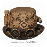 Layered Gears Steampunk Top Hat Aged Metal Look Gear Decorated Top Hat Gold-Tone for Cosplayers
