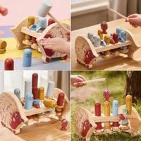 Hand-Eye Coordination Hedgehog Activity Toy Hands-on Wooden Hammering Toy Preschool Sensory for Preschoolers, Kids, Daycare