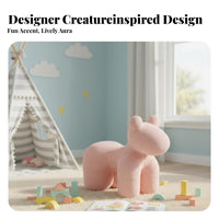 Soft Sherpa Fabric Pony-Shaped Chair Multi-Functional Seating Stuffed Creature Seat playful feel creature Stool adaptable Functionality for Toddlers, Adults, Parents, Entryway, Nursery, Playroom, Bedroom
