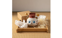 Cat Tea Fortunate Feline Luck Charm Clay Cat Ornament Handcrafted House Decoration for Office Desk