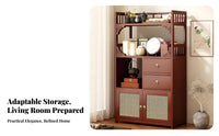 Multi-Functional Chinese aesthetic Tea Station Space-Saving Design Household Storage Integrated Water Kettle Holder Display Shelf Tiered Shelving for Homeowners, Collectors, Living Room, Study, Office, Kitchen