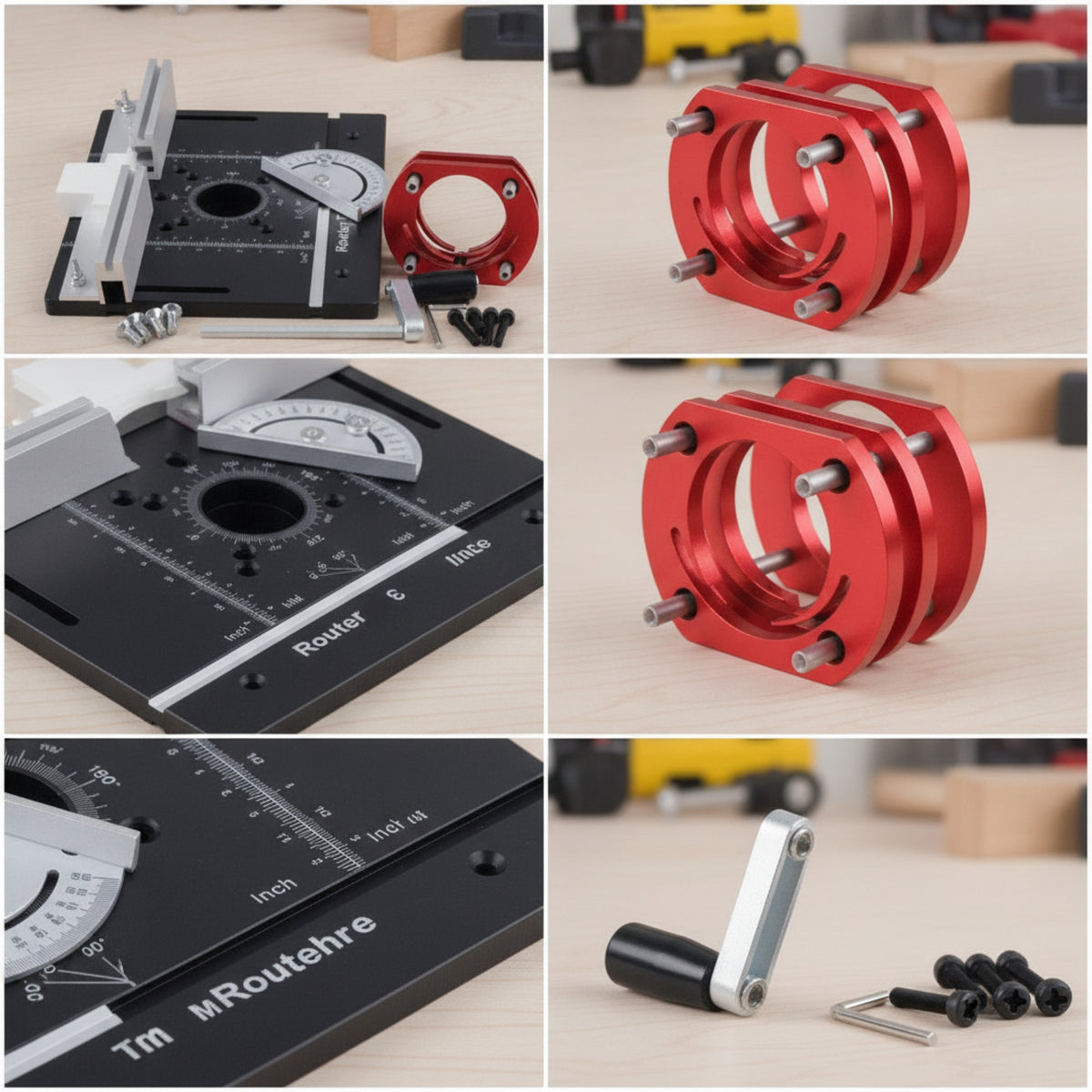 Laser-Engraved Router Table Insert Plate with Lift Base Aluminum Alloy Router Table Insert Plate CNC Anodized Tool Precision Machined for Woodworkers, DIYers, Woodworking Benches