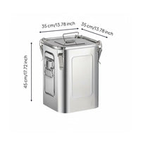 Stainless Steel Bucket Flat Sides Square Steel Bucket Rounded Corners Storage Bin