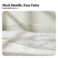 Easy Visibility Rectangular Acrylic Container Multipurpose Clear Storage Box Space Saving Cabinet Organizer Basket Sturdy for Students, Homeowners, Desktop, Kitchen, from Ice, Bathroom