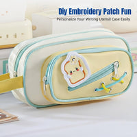 Large Capacity Pencil Case, Fruit Embroidery, Multi-Compartment, Cute Cartoon, Ins Style, Student Stationery Organizer