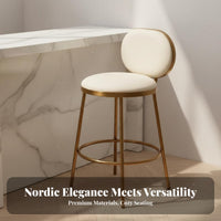 Stylish Design Modern Bar Stool with Back Comfortable Upholstered Bar Stool with Backrest Anti-Slip Feet Modern Counter Height Chair Easy to Clean for Homeowners, Restaurant Owners, Couples, Boutique, Reception Area, Kitchen, Dining Room