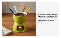 Ceramic Fondue Set High-Temperature Resistant Chocolate Melting Pot Even Heat Distribution Candle Heated Melting Pot for Couples, Sweet Treat Moment