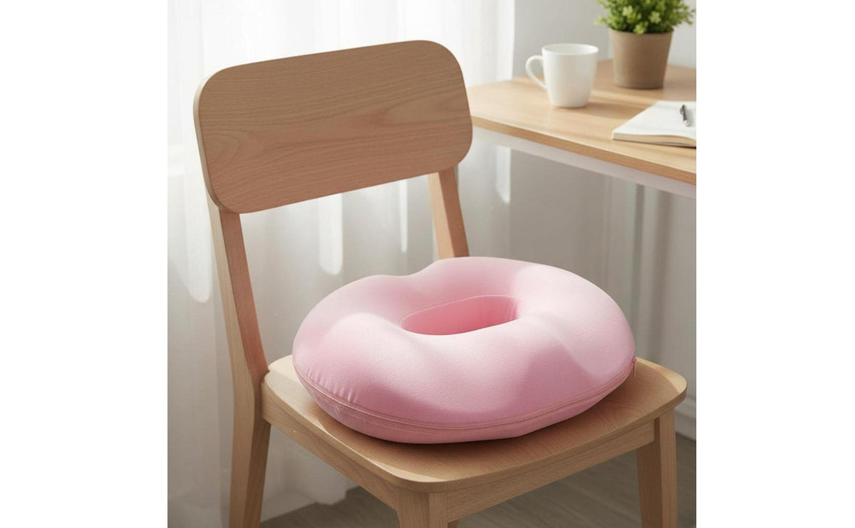 Donut Seat Cushion Tailbone Cutout Memory Foam Circular Cushion Pressure Relief Donut Pillow for Users, Office Workers, Car, Travel