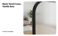 Light-Diffusing Fluted Glass Room Divider Space-Saving Freestanding Glass Partition Lightweight Freestanding Room Partition Rounded Corners for Homeowners, Interior Designers, Office Workers, Entryway, Bedroom, Studio Apartment, Events