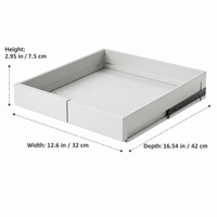 Sturdy Duty Under Sink Organiser, No Drill Pull Out Drawers for Cabinets, 2 Pack Expandable 32-52cm Triple Rail Sliding Drawer, Matte Carbon Steel