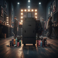 Large Capacity Professional Salon Travel Case Telescoping Handle Rolling Hairstylist Case Combination Lock Multi-Compartment Rolling Tool Chest for Barbers