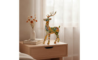 Deer Statue with Antlers Glossy Deer Figurine Tabletop Decor for Living Room, Entryway