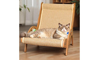 Scratch-Resistant Cat Scratcher Lounge Chair All-Season Use Cat Lounger Scratcher 2-in-1 Design Pet Furniture Stable and Sturdy for Large Cats, Living Room