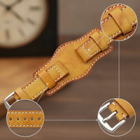 Vintage-Style Leather Watch Strap Perforated Watch Strap with Metal Buckle Layered Rugged for Men