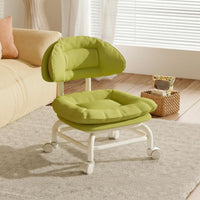 Quiet Scratch-Proof Wheels Upholstered Roller Seat with Backrest High-Density Foam Cushion Cushi Single D Caster Stool with Backrest 360° Swivel Mobile Seating Easy to Clean for Children, Hobbyists, Living Room, Bedroom, Home Office, Playroom