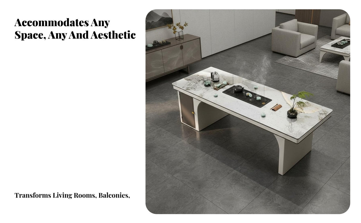 Table with Built-in Station Minimalist Design Household Furnishing Large Capacity Storage Dining Set for Hosts, Adults, Living Room, Balcony