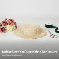 Woven Boater Hat Blank Design Flat Tops Headwear Design Fashion Accessory for Crafters, Crafting, Summer Outings, Tea Parties