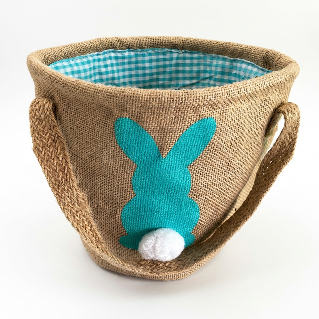 Bunny Easter Basket DIY Easter Egg Search Bag With Handle Cuddly Bunny Tote for Young Children, Parents, Gifting, Home Decoration, Playroom