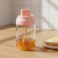 Japanese Design Glass Seasoning Jar with Spoon Lid Multi-Purpose All-in-Single Seasoning Dispenser Moisture-Proof Seal Condiment Pot with Integrated Utensil for Pantry Organization, BBQ