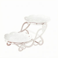 Decorative Folding Dessert Display Stand Raised Rims Two-Tier Dessert Stand Scroll-Style Cupcake Display Holder Lightweight for Events, Parties