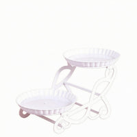 Decorative Folding Dessert Display Stand Raised Rims Two-Tier Dessert Stand Scroll-Style Cupcake Display Holder Lightweight for Events, Parties
