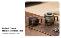 Glass Teapot Set Built in Strainer Efficient Brewing for Office Desk