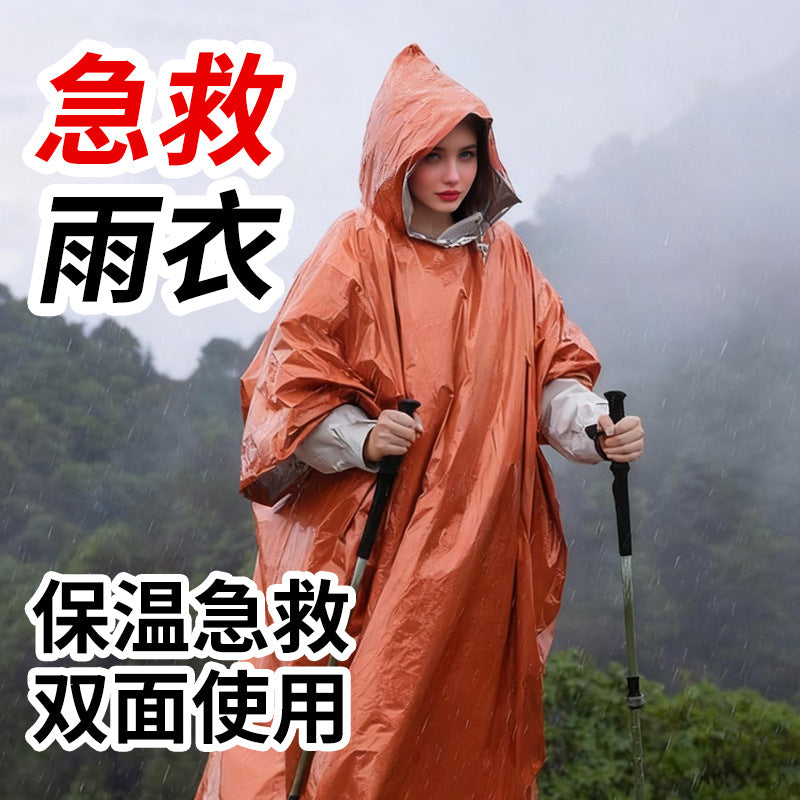 Portable Aluminum Foil Rain Poncho for Outdoor Survival and Camping