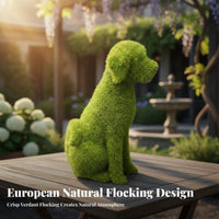Verdant Canine Topiary Indoor & Outdoor Use Flocked Dog Figurine Weather Resistant Flocked Animal Figurine for Pet Lovers, Homeowners, Balcony, Lawn