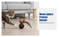 Cat Toy, Woven Ball with Feathers, Durable Indoor Pet Entertainment, Optional Bell