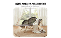 Vintage Design Wicker Chaise Lounge Hand-Woven Design Patio Daybed Weather-Resistant Outdoor Furniture Sturdy Frame for Hotel Owners, Sunbathers, Homeowners, Poolside, Balcony, Sunroom, Backyard
