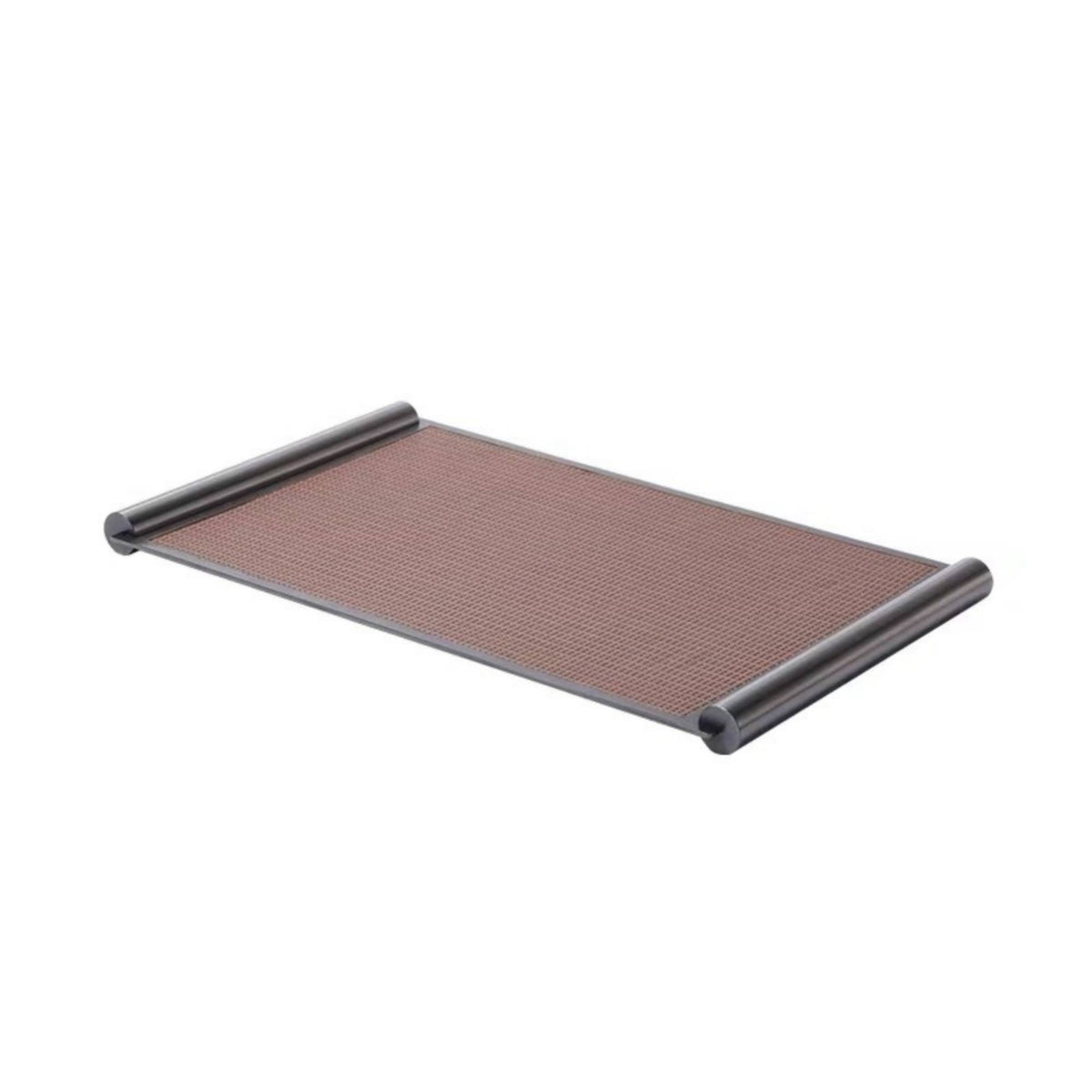 Leather Tray with Metal Frame Modern Rectangular Tray with Metal Rails Elegant for Coffee Table