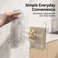 Cabinet and Sink Drain Rack with Rotating Suction Cup Kitchen Rag Holder, Wall-Mounted Dish Cloth for General Organization
