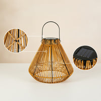 Hanging Solar Lantern Natural Rattan Lantern Large for Patio, Porch