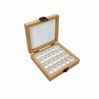 Natural Bamboo Storage Box with Latch Divided Bamboo Box with Lid Hinged Compartment Organizer Compact for Artists, Desktop