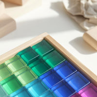 Acrylic Building Blocks Stacking toy Sensory Color Light Panel-Transmitting Transparent Color Blocks for Kids, Young Children, Preschool