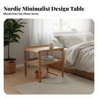 Nordic Design 2-Tier End Table Multi-Functional 2-Tier Storage Table Multipurpose Nightstand Modern Design for Homeowners, Apartment Dwellers, Students, Bedroom, Living Room, Lounge Area, Small Areas