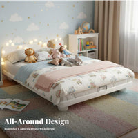 Platform-design design Floating Headboardless Frame Space-Saving Headboardless Bed Frame No Box foundation Needed Lowsilhouette Bedstead Easy Assembly for Children, Homeowners, Renters, kid's Room, Small Apartment, attic-style apartment