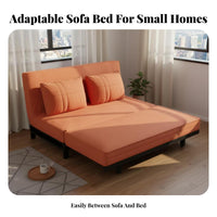 Armless Pull-extendable Sleeper 2-in-1 Design Pull-extendable Sleeper Sofa Space-Saving Loveseat Bed for partners, Students, Small Apartments, Balcony, Living Room
