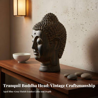 Distressed Finish Buddha Head Statue Serene Design Thai Design Buddha Bust Handmade Zen Decor Statue Spiritual Gift for Meditation Practiti a Rs, Home Decorators, Restaurant, Tea Room, Entrance, Office