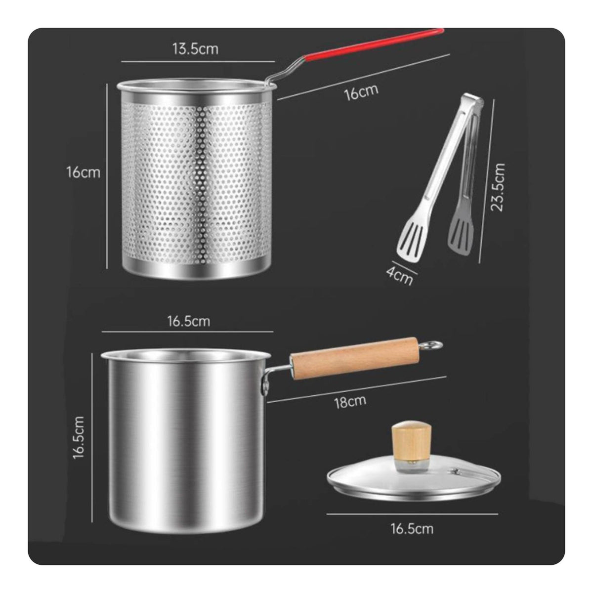 Includes Strainer Basket Stainless Steel Deep Fryer Pot Uncoated Frying Pot with Drainer Rack Induction Compatible Stainless Steel Tempura Fryer Oil-Saving for Dorm Room